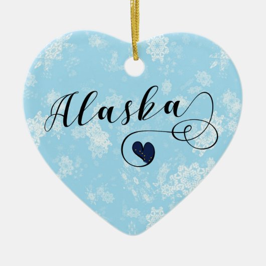 Alaska Herz, Weihnachtsbaumschmuck, Alaskan Keramik Ornament (Vorne)