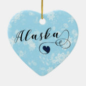 Alaska Herz, Weihnachtsbaumschmuck, Alaskan Keramik Ornament (Hinten)