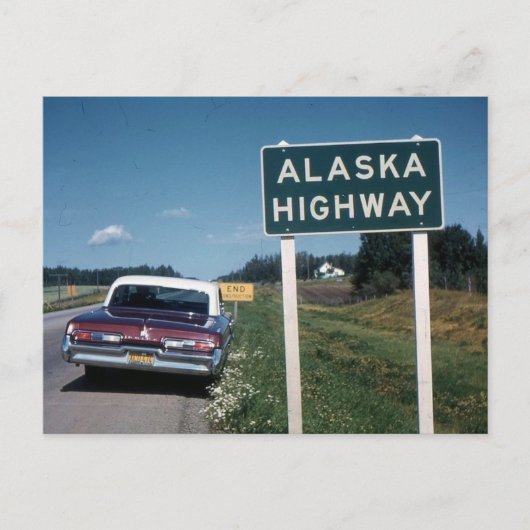 Alaska Highway Sign 1962 Vintag Postkarte (Vorderseite)