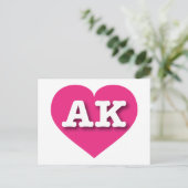 Alaska Hot Pink Heart - I Liebe AK Postkarte (Stehend Vorderseite)