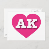 Alaska Hot Pink Heart - I Liebe AK Postkarte (Vorne/Hinten)