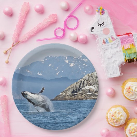 Alaska Humpback Whale Wildlife Foto Pappteller (Party)