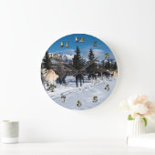 Alaska Husky Dog Sled Race Große Wanduhr (Zuhause)