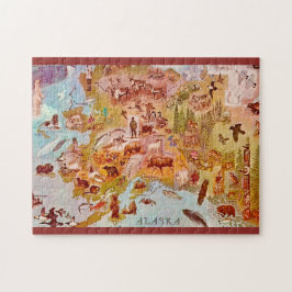 Alaska Illustrated Postcard 11x14 Puzzle