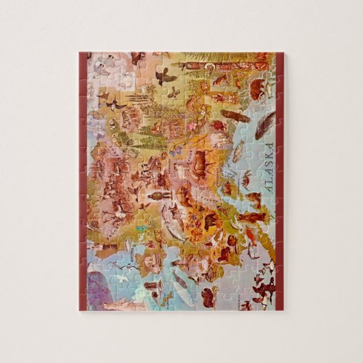 Alaska Illustrated Postcard 8x10 Puzzle (Vertikal)