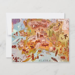 Alaska Illustriert Vintage Postkarte