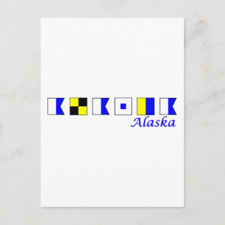Alaska in nautischem Flaggenalphabet geschrieben Postkarte
