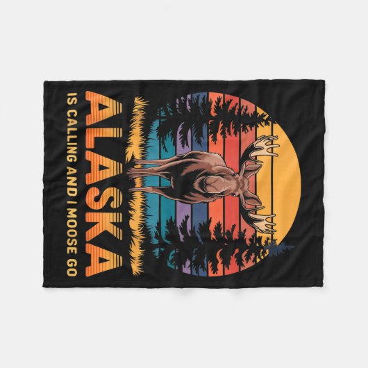 Alaska Is Calling And I Moose Go Funny Animal Love Fleecedecke (Vorderseite (Horizontal))