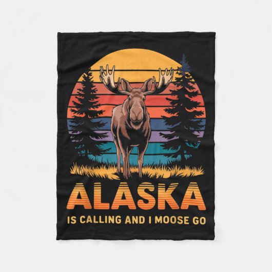 Alaska Is Calling And I Moose Go Funny Animal Love Fleecedecke (Vorderseite)
