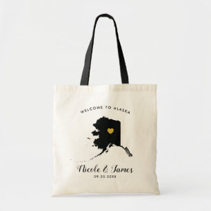 Alaska-Karte Hochzeits-Willkommens-Tasche Schwarz Tragetasche