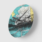 Alaska Karte Kunst Runde Wanduhr (Winkel)