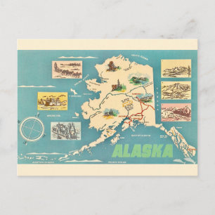 Alaska-Karte Retro-Postkarte  Postkarte