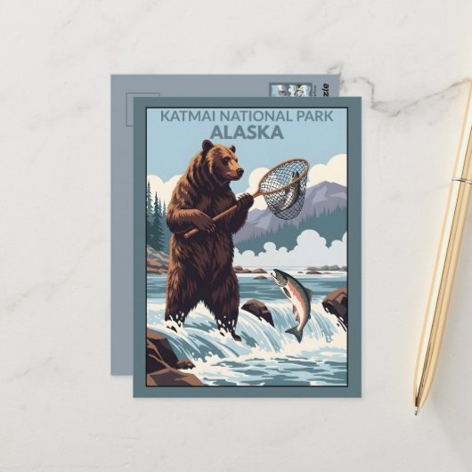 Alaska Katmai-Nationalpark Postkarte (Vorderseite/Rückseite Beispiel)