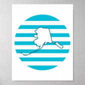 Alaska Kontur Retro Circle Blue Poster (Vorne)
