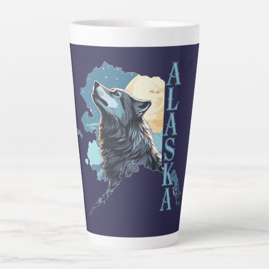 Alaska Kontur Wolf und Moon Milchtasse (Vorderseite)
