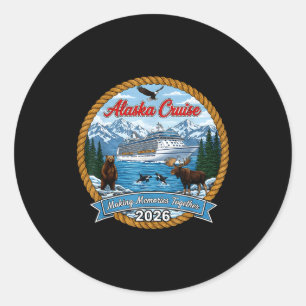 Alaska-Kreuzfahrt 2026 passende Freunde und Famili Runder Aufkleber