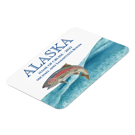 Alaska Kreuzfahrt Lachs Wasserfarbe Magnet (Linke Seite)