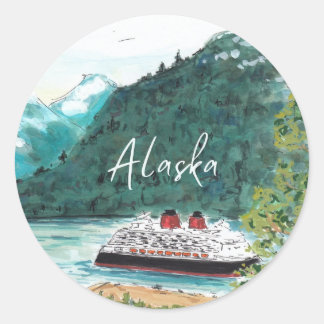 Alaska-Kreuzfahrtschiff Runder Aufkleber