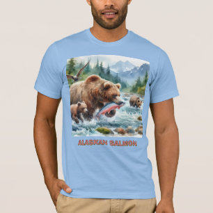 Alaska-Lachs-Grizzlybär-Männer T-Shirt