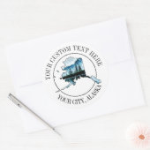 Alaska Landscape Map Benutzerdefinierter Text 3" Runder Aufkleber (Umschlag)