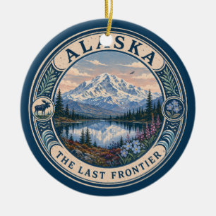 Alaska-Landschaftsillustration Reise Kunst Abzeich Keramik Ornament