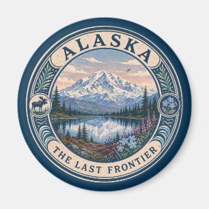 Alaska-Landschaftsillustration Reise Kunst Abzeich Magnet