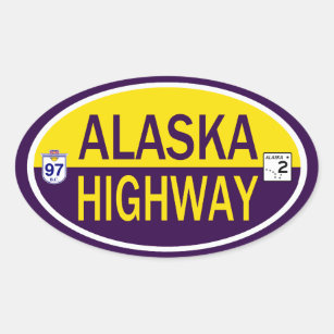 Alaska-Landstraße Ovaler Aufkleber