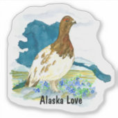 Alaska Liebe Willow Ptarmigan Bird Nature Souvenir Aufkleber (Vorderseite)