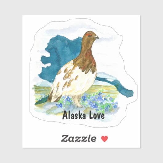 Alaska Liebe Willow Ptarmigan Bird Nature Souvenir Aufkleber (Blatt)