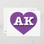 Alaska Lila Heart - I Liebe AK Postkarte (Vorne/Hinten)