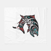 Alaska Lmon Fishing Native American Indigeny T Fleecedecke (Vorderseite (Horizontal))