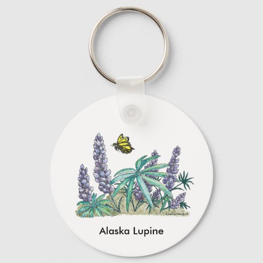 Alaska Lupine Watercolor Schlüsselanhänger (Vorderseite)