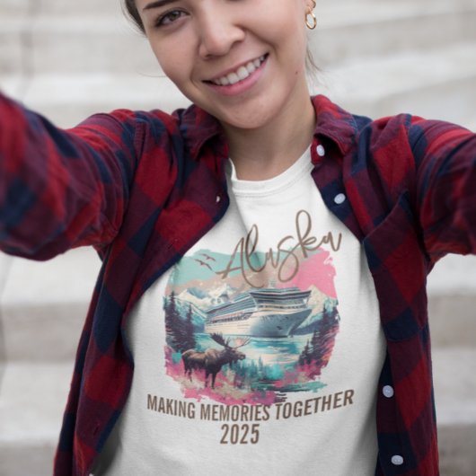 Alaska macht Erinnerungen zusammen Schiff Elch T-Shirt