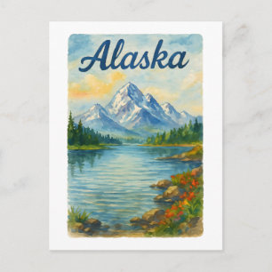 Alaska: Majestätische Berge & Ruhiger See Postkarte