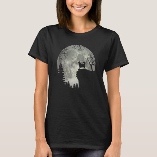 Alaska Malamute And Moon Halloween T-Shirt (Vorderseite)