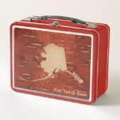 Alaska Map On Inner Birch Bark Metall Brotdose (Vorderseite)