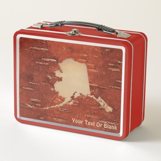 Alaska Map On Inner Birch Bark Metall Brotdose (Vorderseite)