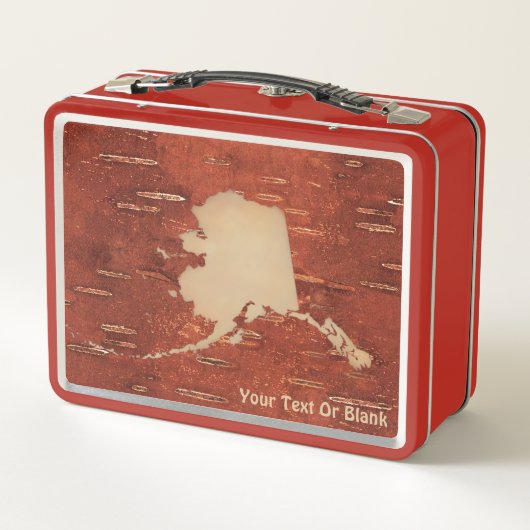 Alaska Map On Inner Birch Bark Metall Brotdose (Rückseite)