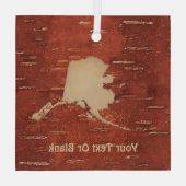 Alaska Map On Inner Birch Bark Ornament Aus Glas (Rückseite)