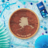 Alaska Map On Inner Birch Bark Pappteller (Party)