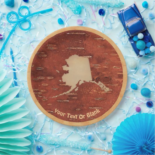 Alaska Map On Inner Birch Bark Pappteller (Party)