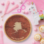 Alaska Map On Inner Birch Bark Pappteller (Party)