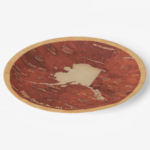 Alaska Map On Inner Birch Bark Pappteller