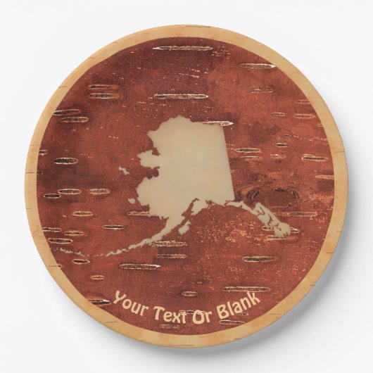 Alaska Map On Inner Birch Bark Pappteller (Vorderseite)