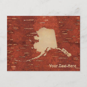 Alaska Map On Inner Birch Bark Postkarte