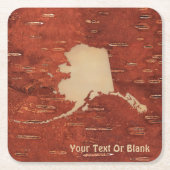 Alaska Map On Inner Birch Bark Rechteckiger Pappuntersetzer (Vorderseite)