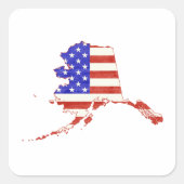 Alaska Map Shaped American Flag Patriotic Alaskan Quadratischer Aufkleber (Vorderseite)