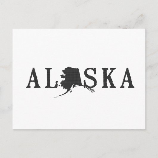 Alaska Map Shaped Letter Staat Word Art Black Postkarte (Vorderseite)