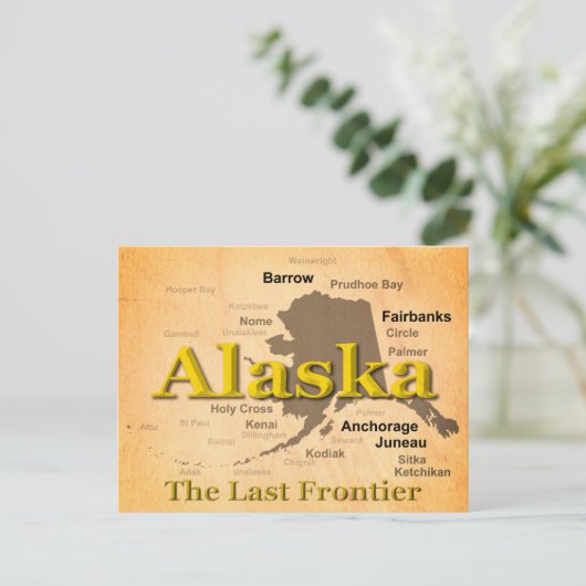 Alaska Map-Silhouette Postkarte (Stehend Vorderseite)