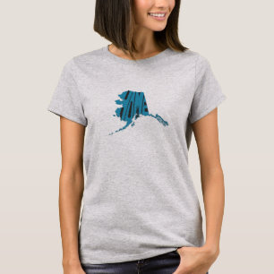 Alaska Map Staat Shaping Zuhause Word Art Blue T-Shirt